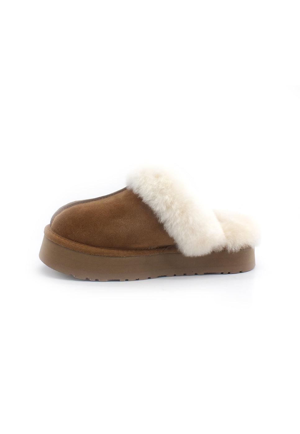UGG W Disquette Ciabatta Pelo Donna Marrone Chestnut W1122550 - Sandrini Calzature e Abbigliamento