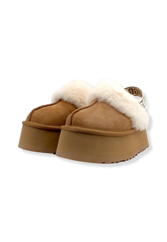UGG W Funkette Ciabatta Pelo Donna Marrone Chestnut W1113474 - Sandrini Calzature e Abbigliamento