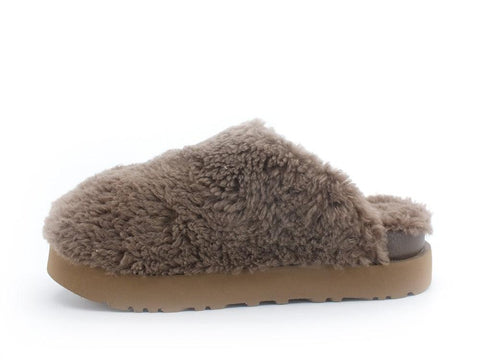 UGG W Fuzz Sugar Slide Ciabatta Pelo Hickory W1121634 - Sandrini Calzature e Abbigliamento