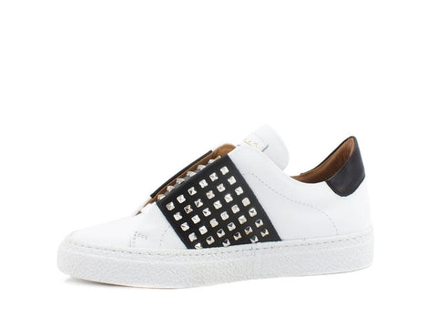 VIA ROMA 15 Saint Barth Sneaker Fascia Borchie Bianco Nero 3171 - Sandrini Calzature e Abbigliamento