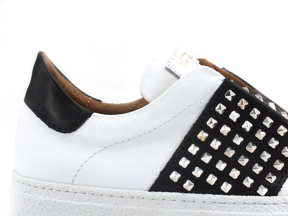 VIA ROMA 15 Saint Barth Sneaker Fascia Borchie Bianco Nero 3171 - Sandrini Calzature e Abbigliamento