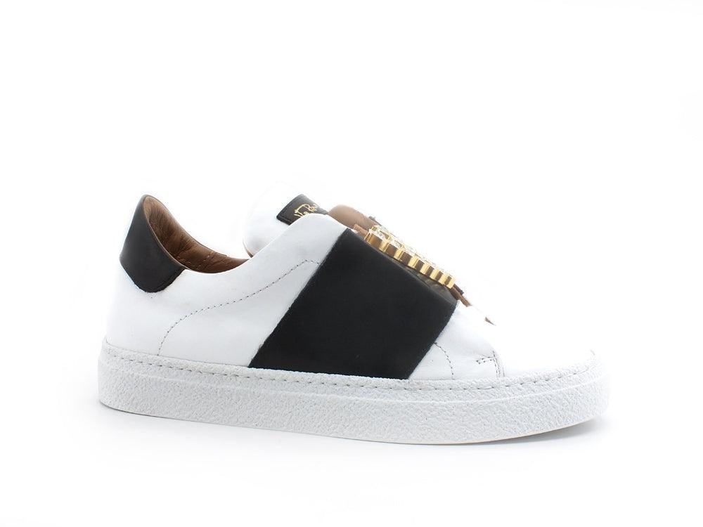 VIA ROMA 15 Saint Barth Sneaker V Strass Bianco Nero 3608 - Sandrini Calzature e Abbigliamento