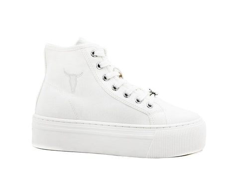WINDSOR SMITH Sneaker Hi Platform Canvas White RUNAWAY - Sandrini Calzature e Abbigliamento