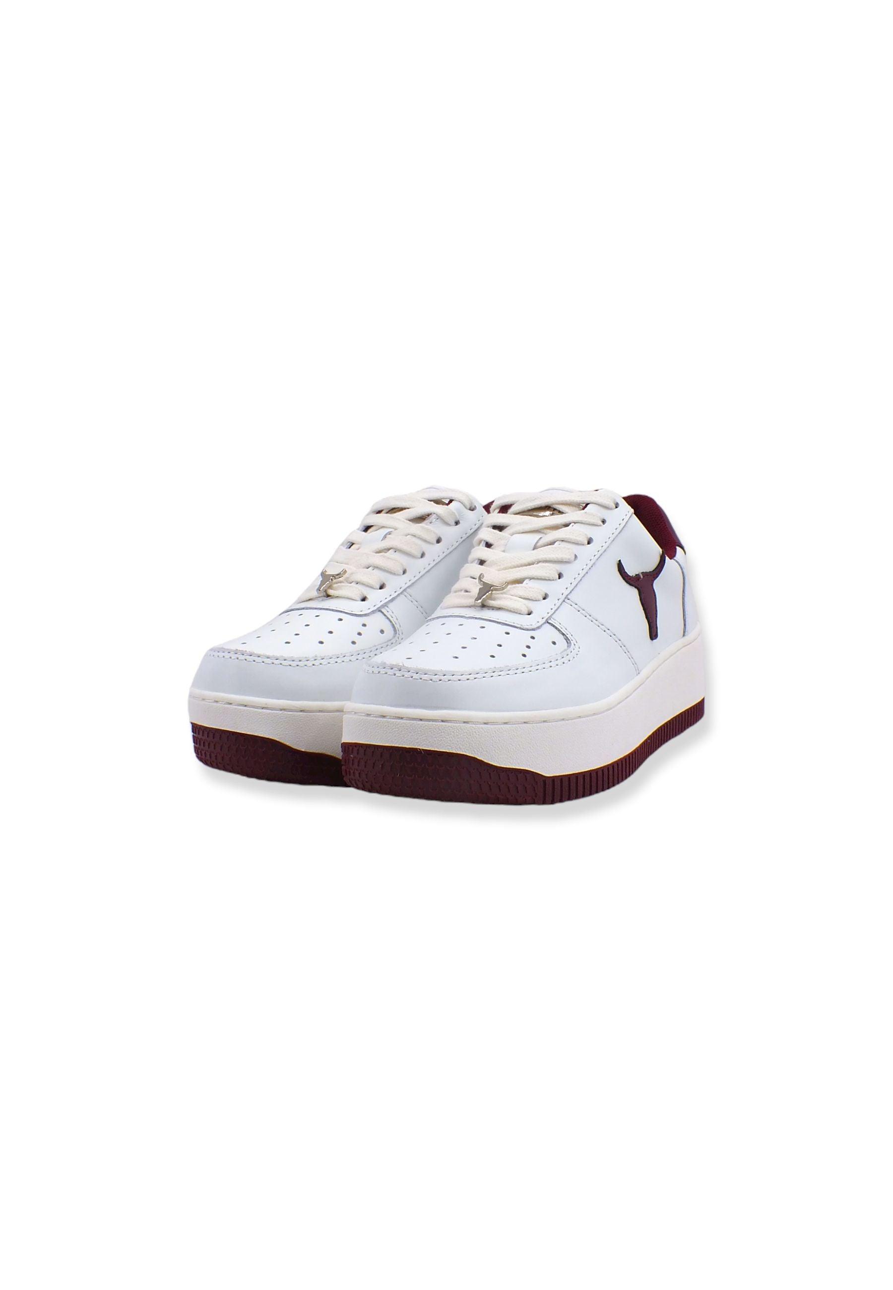 WINDSOR SMITH Sneaker Ox Platform Donna White Blackcherry RECHARGE - Sandrini Calzature e Abbigliamento