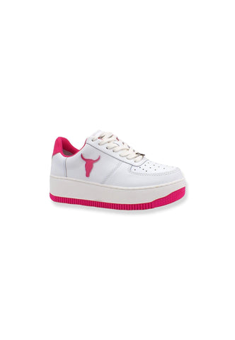 WINDSOR SMITH Sneaker Ox Platform Donna White Hot Pink RECHARGE - Sandrini Calzature e Abbigliamento