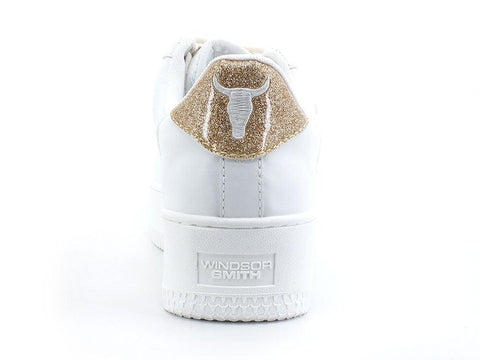WINDSOR SMITH Sneaker Platform Pelle White Glitter Gold RICH - Sandrini Calzature e Abbigliamento