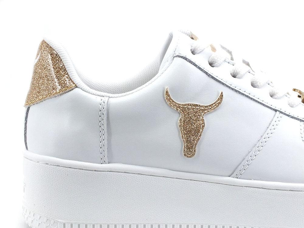 WINDSOR SMITH Sneaker Platform Pelle White Glitter Gold RICH - Sandrini Calzature e Abbigliamento