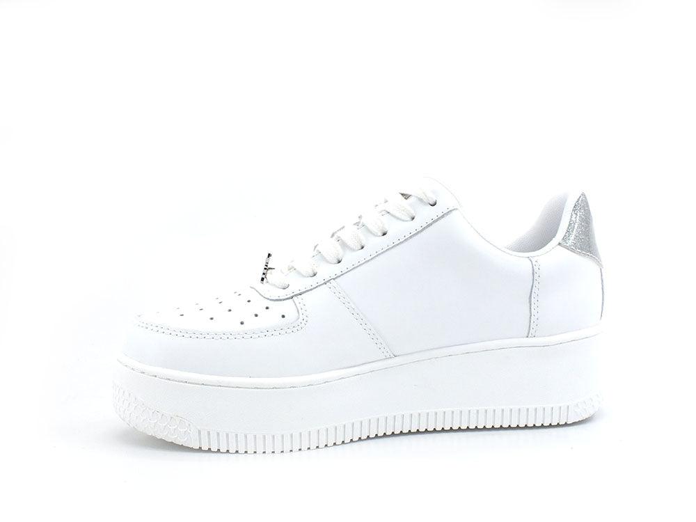 WINDSOR SMITH Sneaker Platform Pelle White Glitter Silver RICH - Sandrini Calzature e Abbigliamento