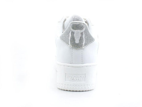WINDSOR SMITH Sneaker Platform Pelle White Glitter Silver RICH - Sandrini Calzature e Abbigliamento