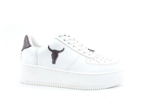 WINDSORSMITH Sneaker Ox Platform Logo Glitter White Gun RICH - Sandrini Calzature e Abbigliamento