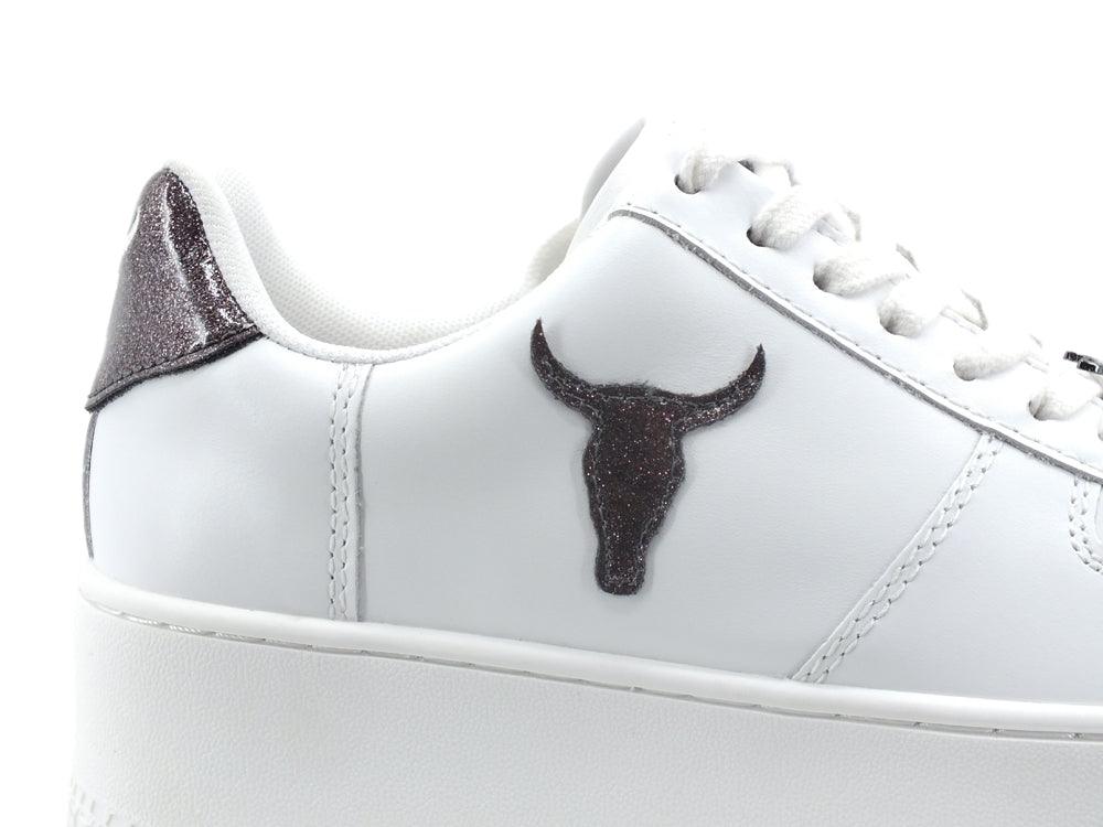 WINDSORSMITH Sneaker Ox Platform Logo Glitter White Gun RICH - Sandrini Calzature e Abbigliamento